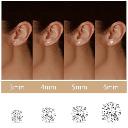 Limerencia Hypoallergenic G23 Pure F136 Implant Grade Titanium Earrings | 20G Flat Back Studs with CZ, Available in Round, Princess-Cut, Square & Ball, Earrings for Women and Men with Sensitive Ears - style: 3mm Cubic Zirconia