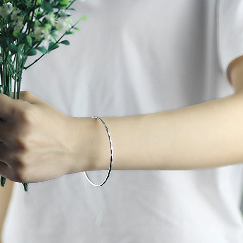 925 Sterling Silver Bangle Bracelet Bangles for Women/Girls | Bangle Bracelets for Women | 925 Sterling Silver Bracelets for Women | Dainty Bracelets - size: 7.3CM, style: Carved Bangle