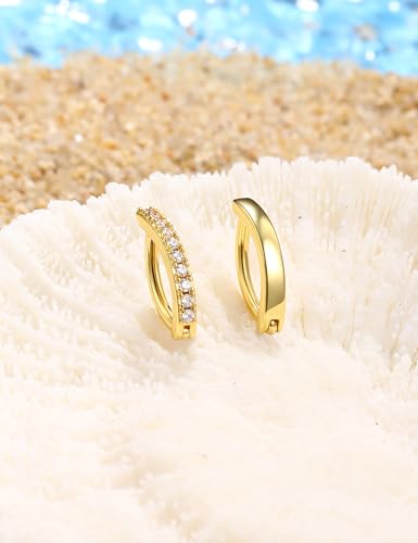 2Pcs 14G Clicker Belly Button Ring for Women Surgical Steel CZ Opal Belly Ring Simple Reverse Navel Rings Body Jewelry - color: 14K Gold Plated, size: 10MM
