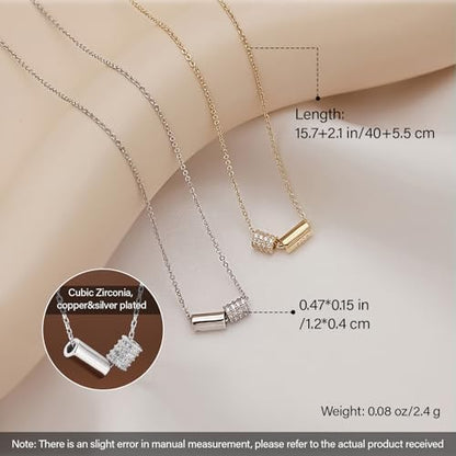 925 Sterling Silver Necklace for Women Trendy, Charming Layered Necklace with Cubic Zirconia Pendant for Her Womens Dainty Diamond Choker Necklaces Holiday Jewelry Gifts for Mom Wife Daughter Lover - color: CZ Necklace-silver05