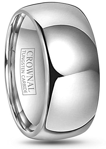 CROWNAL 2mm 4mm 6mm 8mm 10mm Tungsten Wedding Band Ring Men Women Plain Dome Polished Size Comfort Fit Size 3 To 17 - color: 9.99mm