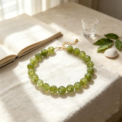 Chunky Necklaces for Women Trendy 20MM Large Resin Beaded Necklace Bold Statement Chunky Choker Necklace Boho Beads Summer Beach Jewelry - color: Olive Green