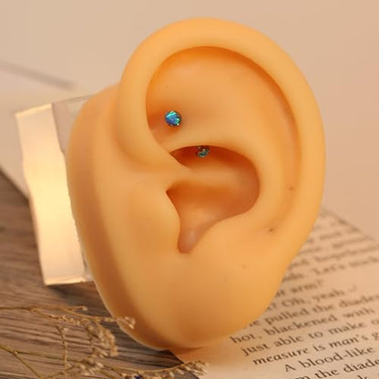 G23 Titanium Eyebrow Piercing Jewelry Eyebrow Rings Curved Barbell 16G Eyebrow Belly Button Ring Navel Rings Rook Daith Earrings Lip Ring Eyebrow Jewelry 6mm-12mm - color: 2PCS,Disc Shape +Cone Shape Blue Opal,Silver