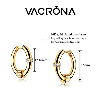 Cubic Zirconia Huggie Earrings 14k Gold Plated Tiny Earrings Small Huggie Hoop Earrings Simple Lightweight Hoops Gift for Women - color: Singlecircle