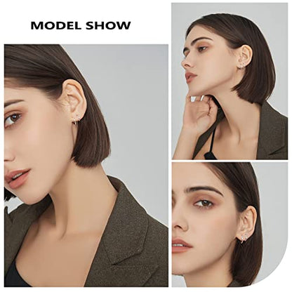 PABBEU 925 Sterling Silver Small Hoop Earrings Set for Women Hypoallergenic | 3Pairs Cubic Zirconia Small Huggie Hoop Earrings Set 13/15/20mm,Nickel-Free Lightweight Comfortable Sleeper Earrings Gift Set - color: 13/15/20mm T Silver