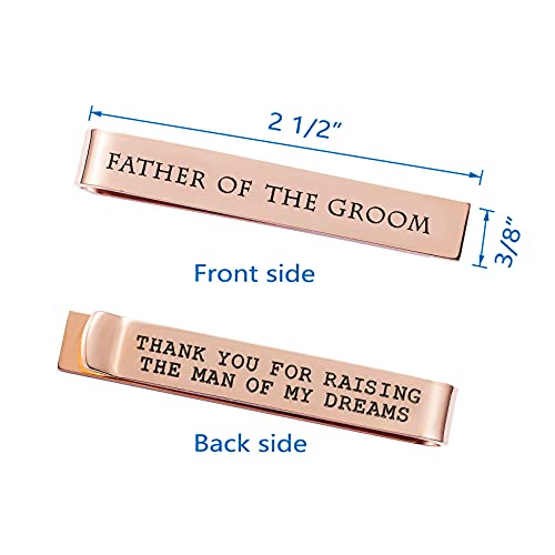 Father of the Bride and Groom Gifts - Wedding Tie Clips for Groomsmen From the Bride - Stainless Steel Tie Bars - color: Father of the Groom-Rose Gold