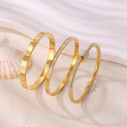 Camhanno Stackable Silver Bracelets for Women Stainless Steel Love & Friendship Bangle, Mothers Day Valentines Birthday Christmas Jewelry Gifts for Mom Her Wife Grandma - style: Style 5