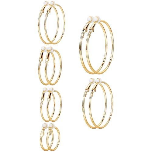 Sumind Clip on Hoop Earrings Hoop Gold Earrings Non Piercing Earrings Set for Women - color: Gold Color