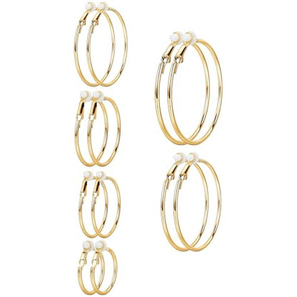 Sumind Clip on Hoop Earrings Hoop Gold Earrings Non Piercing Earrings Set for Women - color: Gold Color