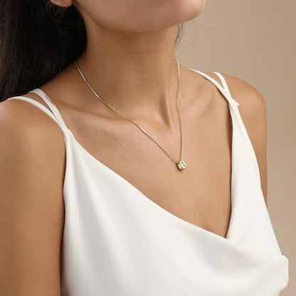 14K Gold Plated Bubble Letter Necklace, Tarnish Free and Waterproof Dainty Initial Necklace for Women, Trendy Personalized Gold Jewelry Gift for Her - color: Gold, style: O