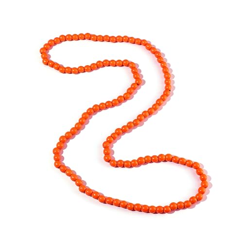 COLORFUL BLING 8MM Natural Wood Bead Necklace Africa Wooden Chain Statement Unisex Chunky Strand Necklaces Hip Hop Jewelry - color: orange