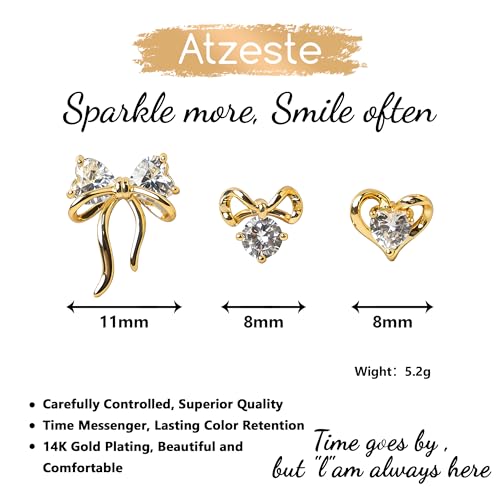 Shiny Gold Butterfly Earrings for Women | 14K Real Gold Plated Butterfly Earrings for Women, Dainty & Trendy Butterfly Stud Earrings for Fashion Jewelry Gifts - color: AZ40