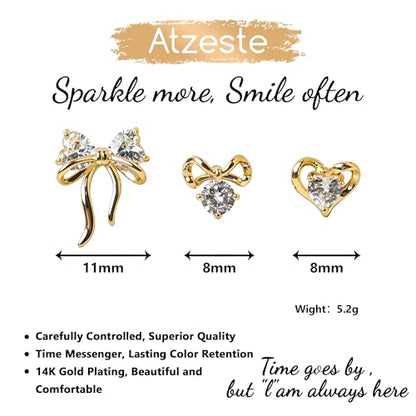 Shiny Gold Butterfly Earrings for Women | 14K Real Gold Plated Butterfly Earrings for Women, Dainty & Trendy Butterfly Stud Earrings for Fashion Jewelry Gifts - color: AZ40