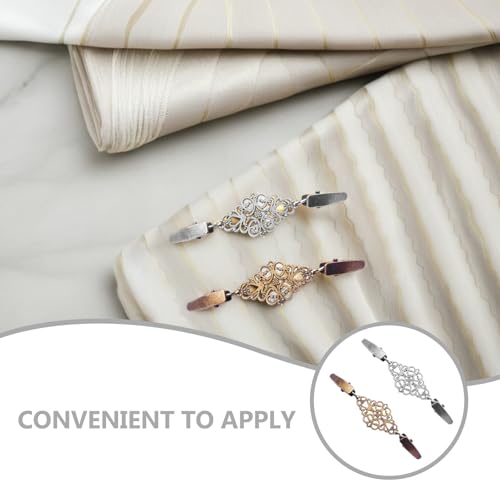 Sweater Easy 2pcs Cardigan Vintage Retro Shawl Clips Collar Brooch, Alloy Material to Attach, Practical Use for Women Proms and Parties
