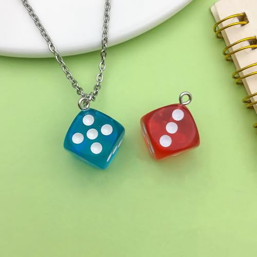 Sailanzi 30pcs Resin material semi transparent dice Pendant Jewelry Making DIY Keychain Earrings Pendant Various Design Charms for Jewelry Making Bracelets Necklace (SN151) - color: SN151