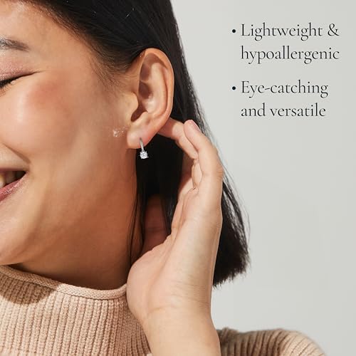 NADRI Cushion Cut CZ Leverback Earrings - color: Round - Rhodium