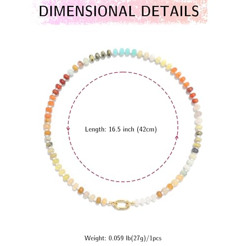 CONRAN KREMIX Colorful Stone Beaded Necklace for Women,Natural Gemstone Bead Choker Necklaces Boho Summer Beach Layering Necklace Jewelry Gift for Women - color: Colourful-A