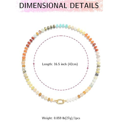 CONRAN KREMIX Colorful Stone Beaded Necklace for Women,Natural Gemstone Bead Choker Necklaces Boho Summer Beach Layering Necklace Jewelry Gift for Women - color: Colourful-A
