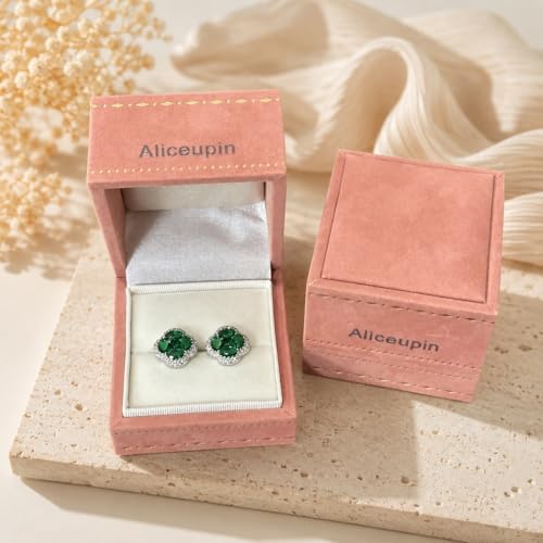 Green/Blue Zircon 4-Leaf Clover Jewelry Set – Necklace, Ring, Earrings – Women's Wedding & Evening Gift for Wife, Girlfriend, Mother – Comes with Gift Box - color: Green Earrings