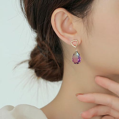 Crystal Earrings CXUEMH Teardrop Earrings for Women Blue and Green Dangle Earrings Elegant Earrings for Prom Emerald Green Earrings Formal Jewelry Crystal Drop Earrings - color: Style A