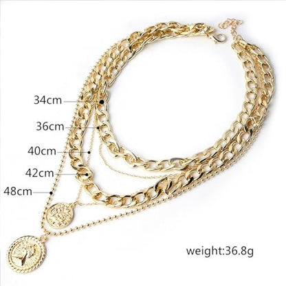 Boho Coin Charm Necklace for Women Layered Gold Coin Beaded Pendant Necklace Pirate Necklace Chunky Coins Tassel Ethnic Gypsy Costume Accessories - style: C