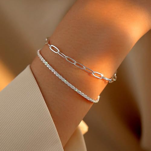 Swyabi 10 PCS Silver Paperclip Bracelet Chains Bulk for Jewelry Making | 18K Stainless Steel, with Extender, No Fade, No Rust, Adjustable, for Men Women DIY, 6.5 Inch - color: 4x12mm Silver