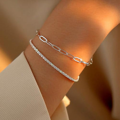 Swyabi 10 PCS Silver Paperclip Bracelet Chains Bulk for Jewelry Making | 18K Stainless Steel, with Extender, No Fade, No Rust, Adjustable, for Men Women DIY, 6.5 Inch - color: 4x12mm Silver