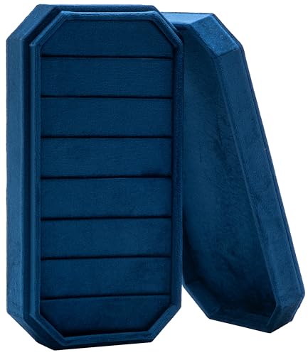 Velvet Ring Organizer Display Tray Jewelry Box Earring Holder Case | for Wedding Birthday Christmas Day (Dark Blue) - color: Dark Blue