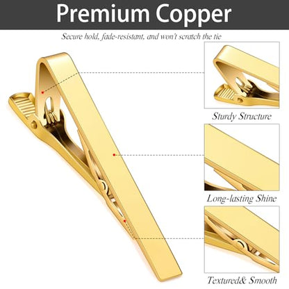 Custom Tie Clips for Men,Personalize Engraved Tie Bar,Stainless Steel Tie Clip for Business, Wedding, Anniversary, Father's Day Gifts,Ideal for Groomsman Best Man Dad Husband Boyfriend - style: 2-Gold + 2-Silver