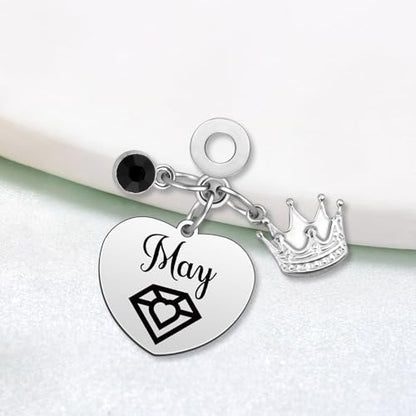 Birthday Gifts for Women Birthstone Charms for Bracelets Necklaces Jewelry Gift for Mom Wife Daughter Granddaughter Niece Sister Girlfriend - color: May