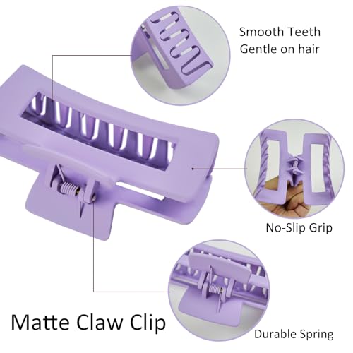 8pcs Purple Hair Clips Scrunchies Set - Medium Hair Claw Clips for Women, Satin Hair Scrunchies for Thick Thin Hair Accessoties, Non-Slip Matte Hair Claws, Party, Birthday Gifts, Lilac - color: Light Lilac Purple
