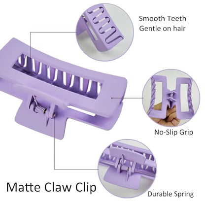 8pcs Purple Hair Clips Scrunchies Set - Medium Hair Claw Clips for Women, Satin Hair Scrunchies for Thick Thin Hair Accessoties, Non-Slip Matte Hair Claws, Party, Birthday Gifts, Lilac - color: Light Lilac Purple