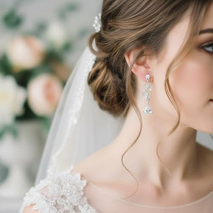 Silver Jewelry Sets for Women Rhinestone Necklace Dangle Earrings Bracelet Set Bridal Wedding Jewelry Sets for Brides Bridemaid Prom Costume Accessories Jewelry - style: Silver Jewelry Set style3