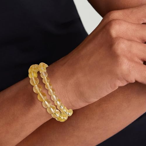 3 PCS Healing Crystal Bracelets for Women 8mm Natural Stone Beaded Stretch Bracelet Amethyst Jewelry Gifts - color: 4,6,8mm Citrine