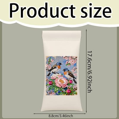 Diamond Art Painting Eye Glass Bag PU Sunglasses Glasses Storage Bag Built-in Glasses Cloth Press Automatic Closure - color: 2pcs-03
