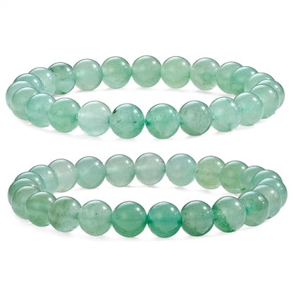 Bivei Natural Crystals Gemstone Healing Stretchy Round Beaded Bracelet | 8MM Semi Precious Beads Bracelet, Handmade Spiritual Jewelry Gift for Women Men,Enhance Positive Energy - color: 8mm Green Aventurine (Growth), size: Small: 6.5-6.7 inch