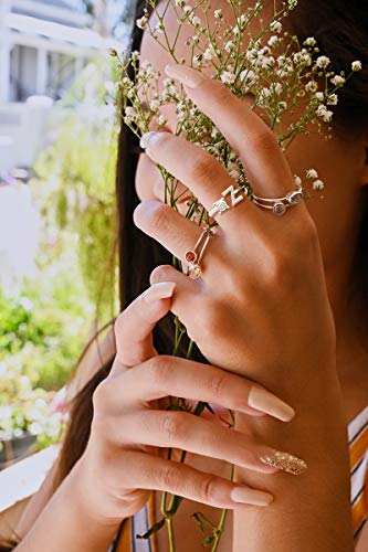 FUTIMELY Initial Letter Ring Alphabet Ring A-Z Silver Crystal Open Adjustable Personalized Initial Ring for Women - style: L
