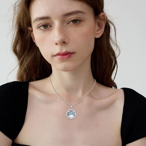 ONEFINITY Lighthouse Necklace for Women Sterling Silver Lighthouse Pendant Necklace Birthday Jewelry Gift for Women - color: Turquoise Compass lighthouse