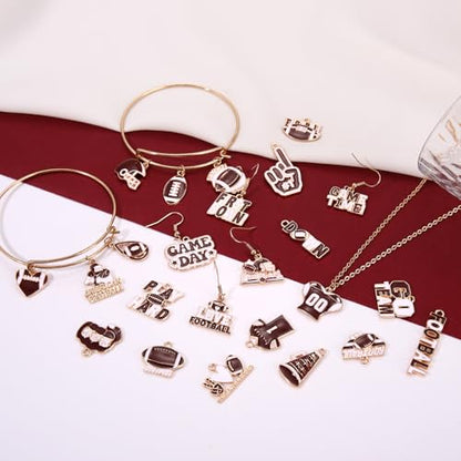 40PCS Game Day Charms for Bracelet Making Enamel Football Charms for Bracelet Necklace Earrings Jewelry Making DIY Football Mom Accessories Gifts - color: Burgundy White