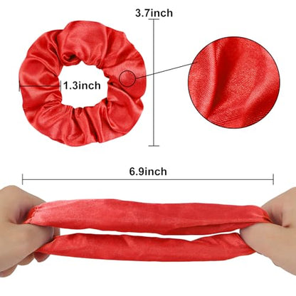 16 Pcs Satin Scrunchies Bridesmaid Proposal Gifts Hair Ties Scrunchies for Women Girls Bachelorette Party Favors (red) - color: red