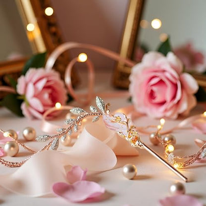 Gold Vintage Hair Sticks with Rhinestone, Metal Hair Fork Hair Chopsticks, 1 Hair Accessory Package