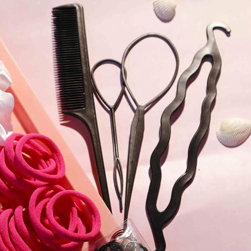 YANRONG Hair Accessories for Woman Set, 755PCS Seamless Ponytail Holders Variety Hair Scrunchies Hair Bands Scrunchy Hair Ties For Thick and Curly (Rose) - color: 755PCS (Rose)