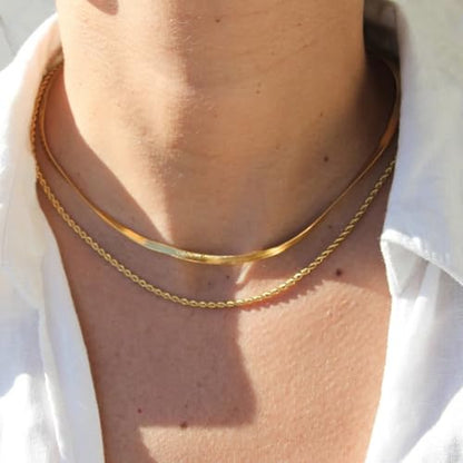 CONRAN KREMIX Waterproof Gold Necklace Layered Necklaces for Women Non Tarnish,14k Gold Plated Stainless Steel Dainty Stack Thin Chain Necklace Set for Women Gifts Jewelry - color: Gold-11