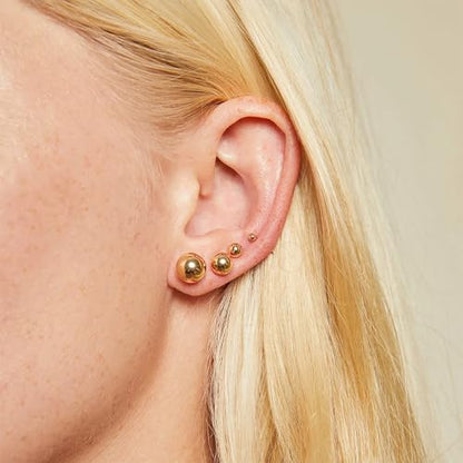 JINERA 5 Pairs Stud Earrings for Women 14K Plated Gold/Silver Pearl Ball Small Stud Earrings Set Cartilage Piercing Hypoallergenic Lightweight Flatback Earrings Jewelry Gifts for Women - color: 5 Pairs Ball Studs - Gold