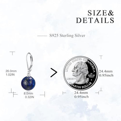 925 Sterling Silver Pearl Leverback Earrings Dangle Drop Jewelry Gifts for Women - style: Lapis Lazuli