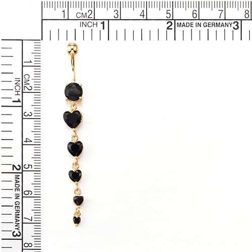 COOLSTEELANDBEYOND Steel Belly Chain Belly Button Ring Body Jewelry Piercing Navel Ring with Long Dangle Cubic Zirconia - color: C-Metal Color: Gold