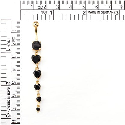 COOLSTEELANDBEYOND Steel Belly Chain Belly Button Ring Body Jewelry Piercing Navel Ring with Long Dangle Cubic Zirconia - color: C-Metal Color: Gold