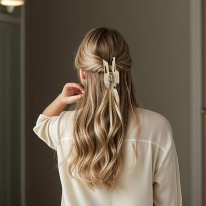 VOCOSTE Hair Claw Clips, 4" Large for Thick Hair, Beige | Strong Non-Slip Hold, Half Ups, Acetic Acid Hair Clips for Durability, Secure Chic Daily Styles - color: Beige