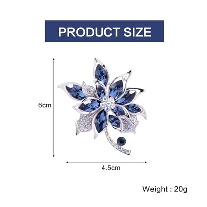 QCWN Large Flower Brooches and Pins for Women Vintage Rhinestone Sunflower Brooch Costume Jewelry Lapel Hat Pins for Wedding Dresses Bouquet Gifts - style: 1Pcs Navy Blue Flower