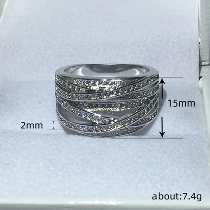 PAVOOI 14K Gold Plated X Ring Simulated Diamond CZ Criss Cross Ring for Women Juude Jewelers Silver Rose Gold Braided Wrap Knot Style Promise Statement Cocktail Party Ring(Silver.C-US Code-6) - color: SILVER.C, size: (US Code-6)